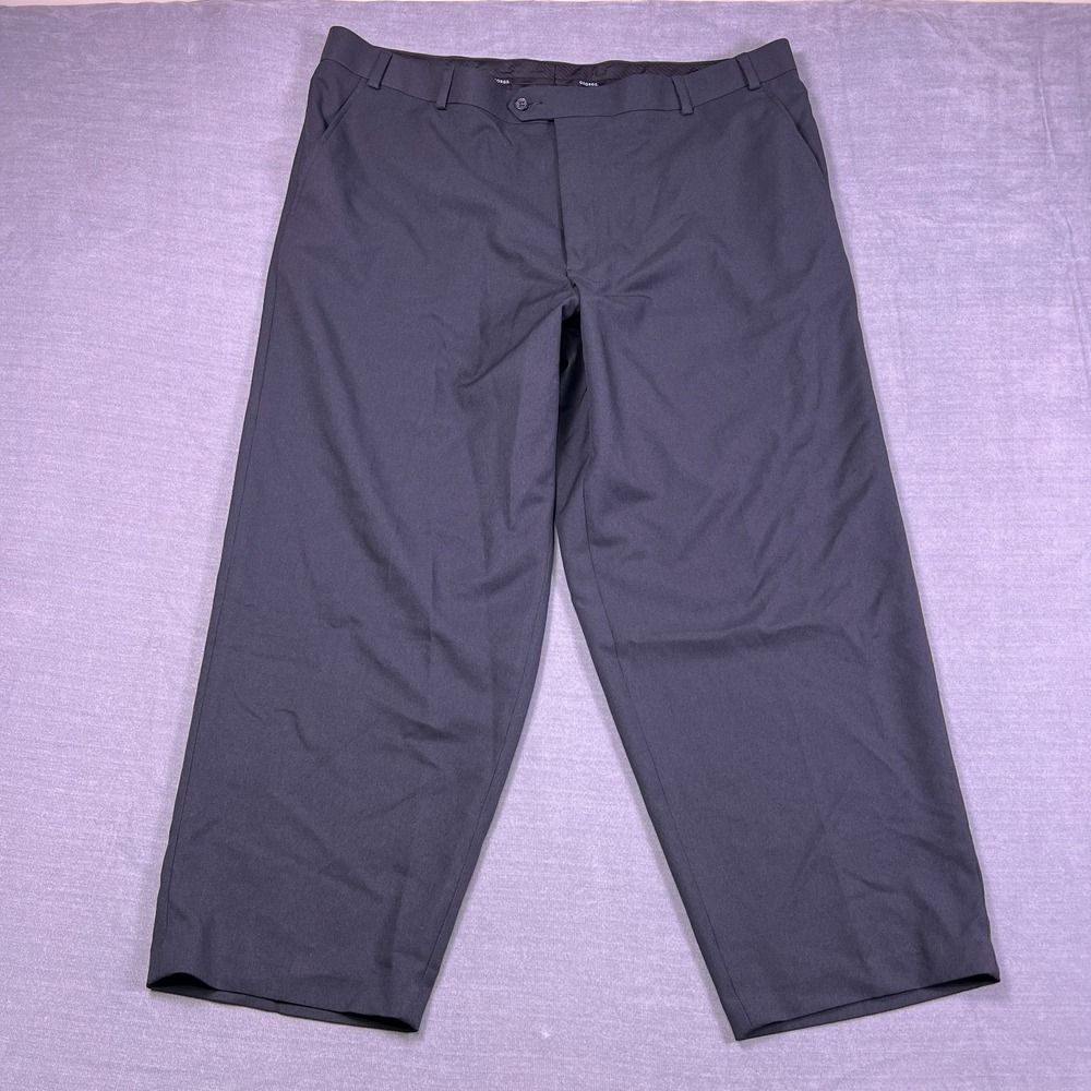 George Flat Front Straight High Rise Chino Trousers Mens 44x30 Graphite Poly
